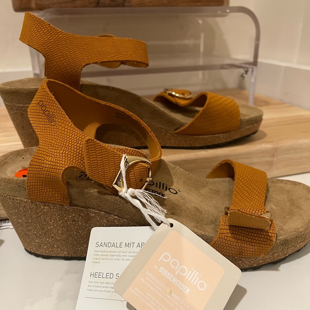Birkenstock Papillio by Birkenstock Soley Wedge Sandal Nubuck,‎ Orange Sz 11 - Picture 8 of 11